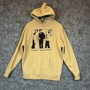Jonas Brothers 2023 Tour Hoodie Women’s L Beige Black Music Band City Pullover